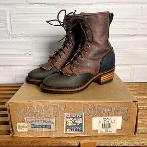 Vintage Santa Fe Packer Boots Deadstock w/ Original Box Leather Equestrian 7.5